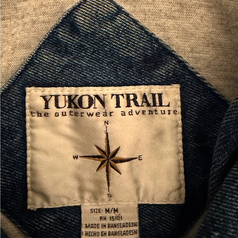 Vintage Yukon Trail Hooded Denim 90s oversized trucker jacket Medium streetwear - Picture 3 of 4